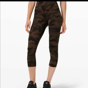 Lululemon Invigorate High Rise Crop 23" Heritage 365 Camo Brown Earth Multi